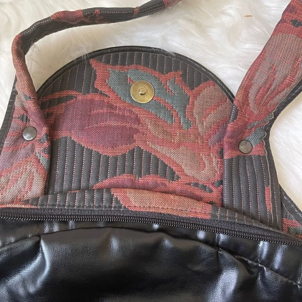 Gianfranco Lotti large hobo bag in quilted fall color Fabric & black leather